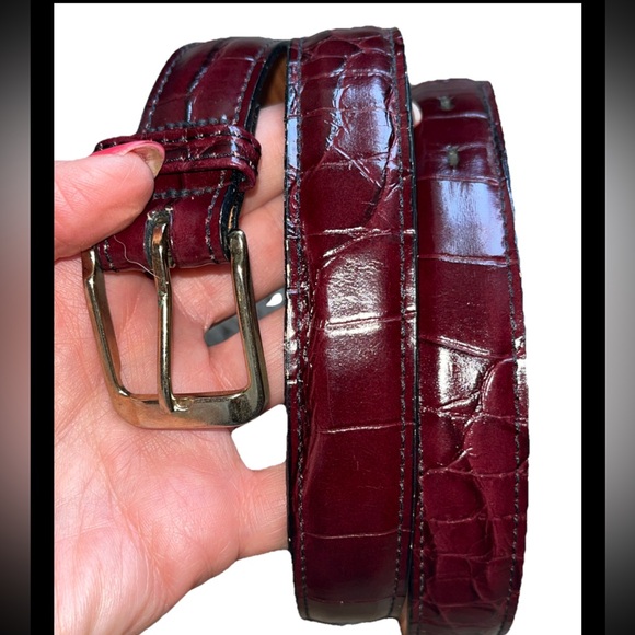 Brown Leather BELT 38 A Distinguished Leather Product Crafted In USA Croc Print - Picture 1 of 16